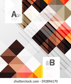 Modern geometrical square banner, minimalistic abstract background with sample letter option infographics