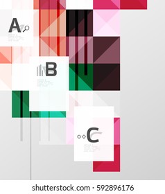 Modern geometrical square banner, minimalistic abstract background with sample letter option infographics
