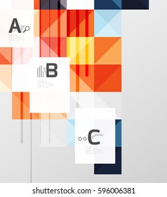 Modern geometrical square banner, minimalistic abstract background with sample letter option infographics