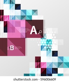 Modern geometrical square banner, minimalistic abstract background with sample letter option infographics