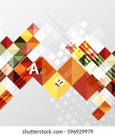 Modern geometrical square banner, minimalistic abstract background with sample letter option infographics