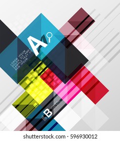 Modern geometrical square banner, minimalistic abstract background with sample letter option infographics