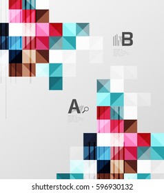 Modern geometrical square banner, minimalistic abstract background with sample letter option infographics