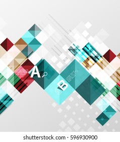 Modern geometrical square banner, minimalistic abstract background with sample letter option infographics