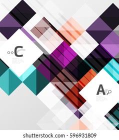 Modern geometrical square banner, minimalistic abstract background with sample letter option infographics