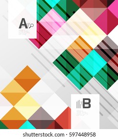 Modern geometrical square banner, minimalistic abstract background with sample letter option infographics