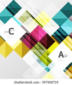 Modern geometrical square banner, minimalistic abstract background with sample letter option infographics