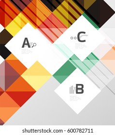 Modern geometrical square banner, minimalistic abstract background with sample letter option infographics