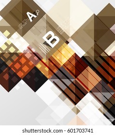 Modern geometrical square banner, minimalistic abstract background with sample letter option infographics