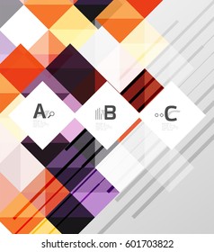 Modern geometrical square banner, minimalistic abstract background with sample letter option infographics