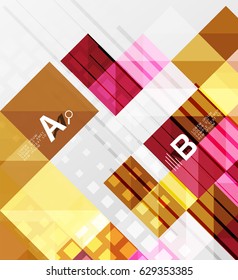 Modern geometrical square banner, minimalistic abstract background with sample letter option infographics