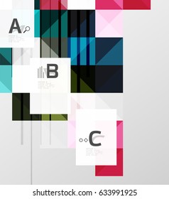 Modern geometrical square banner, minimalistic abstract background with sample letter option infographics
