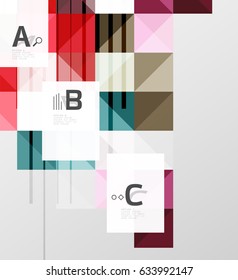 Modern geometrical square banner, minimalistic abstract background with sample letter option infographics