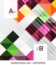 Modern geometrical square banner, minimalistic abstract background with sample letter option infographics