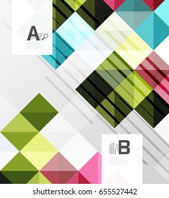 Modern geometrical square banner, minimalistic abstract background with sample letter option infographics