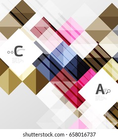 Banner quadrado geométrico moderno, fundo abstrato minimalista com infográficos de opção de letra de amostra