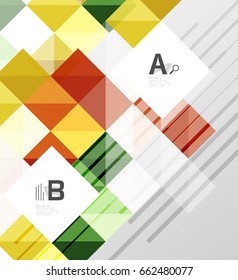 Modern geometrical square banner, minimalistic abstract background with sample letter option infographics
