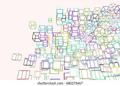 Modern geometrical square, rectangle background pattern abstract. 3D perspective view. Vector illustration graphic.