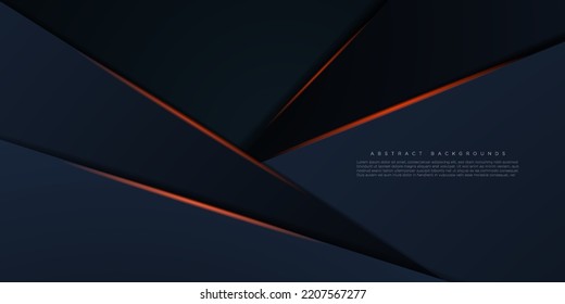 Geometría moderna de fondo abstracto con color oscuro y diseño de luz naranja. Vector Eps10