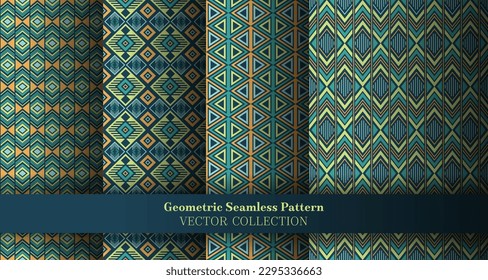Modern geometry argyle seamless ornament set. Arabic tracery ethnic patterns. Argyle zigzag geometric vector seamless motif package. Cover background prints.