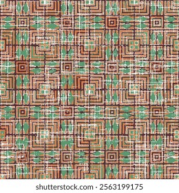 Modern Geometry and decor repeat pattern on a creative texture surface with High-definition,red with green Background of Thai style fabric pattern