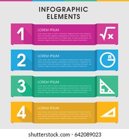 Modern geometry infographic template. infographic design with geometry icons includes ruler, square root. can be used for presentation, diagram, annual report, web design.