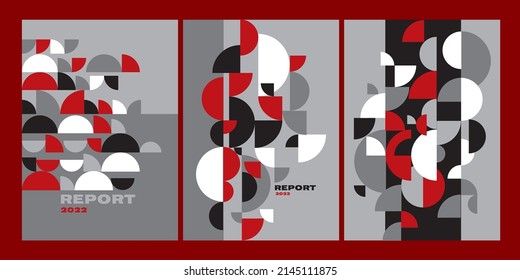 Modern geometry minimalistic poster in black, red, gray colors. Vector template for card, header, invitation, poster, social media, post publication.
