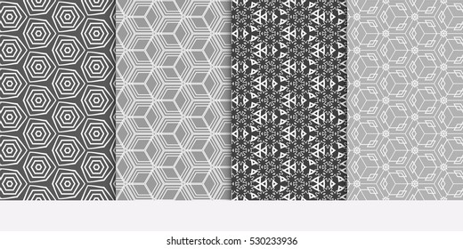 Modern Geometry ornament. Patterns Set. Seamless Vector illustration. Decorative texture for design wallpaper, pattern fills, web page, banner, flyer.