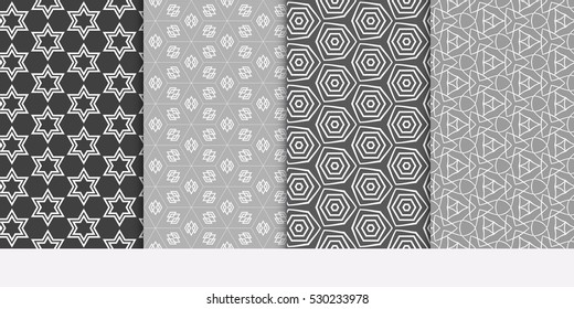 Modern Geometry ornament. Patterns Set. Seamless Vector illustration. Decorative texture for design wallpaper, pattern fills, web page, banner, flyer.