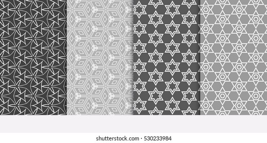 Modern Geometry ornament. Patterns Set. Seamless Vector illustration. Decorative texture for design wallpaper, pattern fills, web page, banner, flyer.