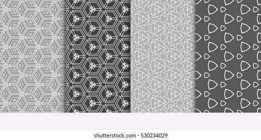 Modern Geometry ornament. Patterns Set. Seamless Vector illustration. Decorative texture for design wallpaper, pattern fills, web page, banner, flyer.