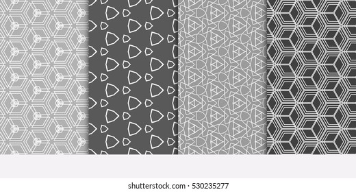 Modern Geometry ornament. Patterns Set. Seamless Vector illustration. Decorative texture for design wallpaper, pattern fills, web page, banner, flyer.