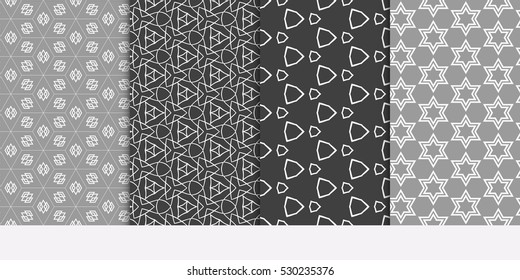 Modern Geometry ornament. Patterns Set. Seamless Vector illustration. Decorative texture for design wallpaper, pattern fills, web page, banner, flyer.