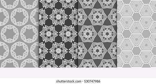Modern Geometry ornament. Patterns Set. Seamless Vector illustration. Decorative texture for design wallpaper, pattern fills, web page, banner, flyer.