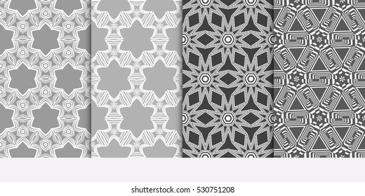 Modern Geometry ornament. Patterns Set. Seamless Vector illustration. Decorative texture for design wallpaper, pattern fills, web page, banner, flyer.
