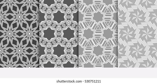 Modern Geometry ornament. Patterns Set. Seamless Vector illustration. Decorative texture for design wallpaper, pattern fills, web page, banner, flyer.