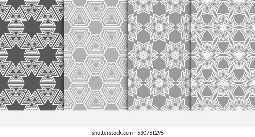 Modern Geometry ornament. Patterns Set. Seamless Vector illustration. Decorative texture for design wallpaper, pattern fills, web page, banner, flyer.