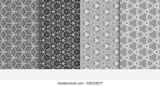 Modern Geometry ornament. Patterns Set. Seamless Vector illustration. Decorative texture for design wallpaper, pattern fills, web page, banner, flyer.