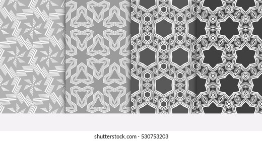 Modern Geometry ornament. Patterns Set. Seamless Vector illustration. Decorative texture for design wallpaper, pattern fills, web page, banner, flyer.