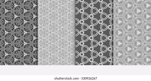 Modern Geometry ornament. Patterns Set. Seamless Vector illustration. Decorative texture for design wallpaper, pattern fills, web page, banner, flyer.