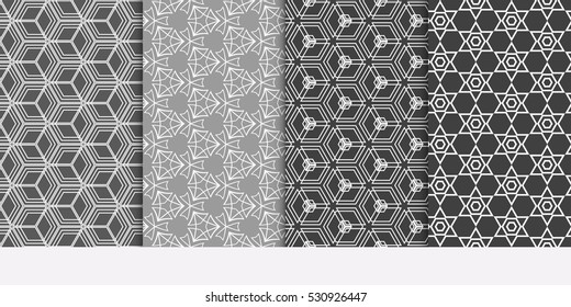 Modern Geometry ornament. Patterns Set. Seamless Vector illustration. Decorative texture for design wallpaper, pattern fills, web page, banner, flyer.