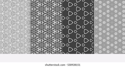 Modern Geometry ornament. Patterns Set. Seamless Vector illustration. Decorative texture for design wallpaper, pattern fills, web page, banner, flyer.