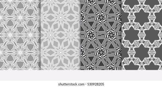 Modern Geometry ornament. Patterns Set. Seamless Vector illustration. Decorative texture for design wallpaper, pattern fills, web page, banner, flyer.
