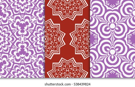 Modern Geometry ornament. Patterns Set. Seamless Vector illustration. Decorative texture for design wallpaper, pattern fills, web page, banner, flyer.