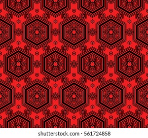 Modern Geometry ornament. Seamless Vector illustration. Decorative texture for design wallpaper, web page, banner, flyer. black, red color