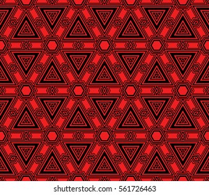 Modern Geometry ornament. Seamless Vector illustration. Decorative texture for design wallpaper, web page, banner, flyer. black, red color