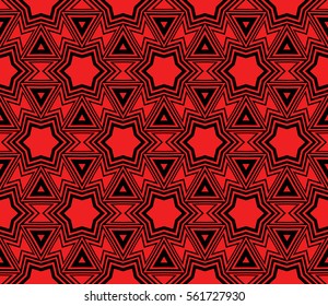 Modern Geometry ornament. Seamless Vector illustration. Decorative texture for design wallpaper, web page, banner, flyer. black, red color