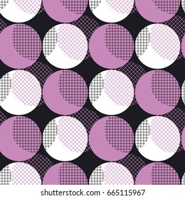 Modern geometry seamless pattern vector illustration surface design for print and web. Memphis post-modernist style motif. Pop art repeatable fabric sample.