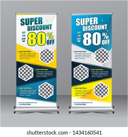 modern geometry standing banner template super sale discount , special offer