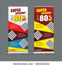 modern geometry standing banner template discount banner, super discount sale banners